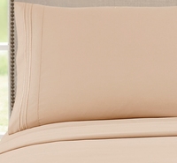 Ensemble de draps pour lit Queen Size en polyester brossé double face 90 g/m² avec broderie trois lignes, 4 pièces, pour usage domestique et hôtelier, emballage en sac en tissu