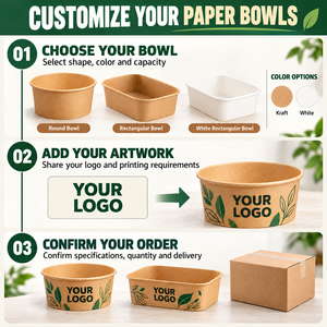 16oz 26oz 32oz Disposable Kraft Paper Soup Bowl Microwavable Round Takeout <b>Food</b> <b>Container</b> with Lid - Product Image 3