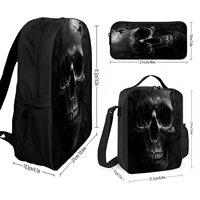 Sac à dos Halloween en polyester Oxford à fermeture éclair, ensemble de 3 pièces, sac de rangement extérieur, sac isotherme pour le camping, trousse à crayons DIY, 20-36L