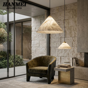 Alabaster Minimalist Style Cone Lamp Design Restaurant Bar Bedroom Bedside Chandelier Pendant <b>Lights</b> HM-ZZ-8276 Warm White <b>Light</b> - Product Image 5