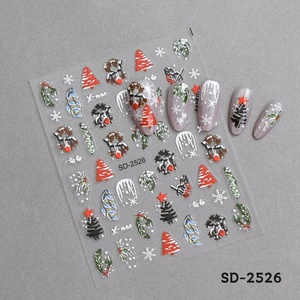 Christmas Nail <b>Stickers</b> Embossed <b>3D</b> Hot Selling Christmas Tree Snowflake Deer Wearing Nail Decorations - Product Image 5