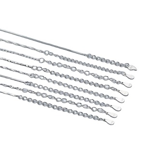 Kho Và Sẵn Sàng Để Tàu <span class=keywords><strong>Rhodium</strong></span> Mạ Bạc Chuỗi Cộng Với Chuỗi Mở Rộng 925 Sterling Silver Bạc Chuỗi Vòng Cổ - Product Image 1