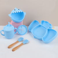 Vente en gros Ensemble de sevrage de bébé sans BPA de qualité alimentaire personnalisé comprenant des bavoirs en silicone assiette cuillère tasse sucette pour l'alimentation des tout-petits