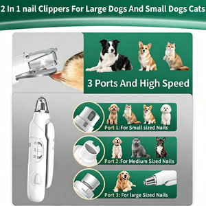 <span class=keywords><strong>Coupe</strong></span>-ongles pour animaux de compagnie rechargeable par USB 2-en-1 avec lumière LED, silencieux, sûr, facile à utiliser, écologique, pliable, en acier inoxydable pour chats - Product Image 2