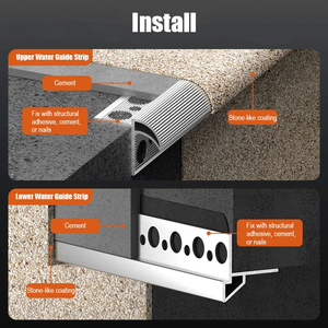 Gouttière de fenêtre en alliage d'aluminium, gouttière de mur de bâtiment, déflecteur d'eau imperméable, bande de drainage de toit - Product Image 3