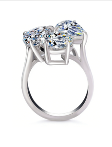 Anillo de Plata de Ley 925 con Moissanita de 6 Quilates, Forma de Corazón, Gota de Agua, Ovalado, Anillo de Lujo para Mujer, Colección de Joyería Geométrica Deslumbrante - Product Image 2