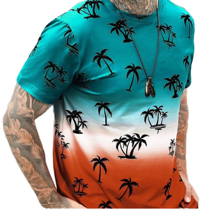 Summer gradient color men's T-<b>shirt</b>, fashionable and casual men's round-neck top, made by rapid dry heat sublimation - Product Image 1