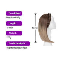 Offre Spéciale 15 pouces résistant à la chaleur cheveux cerceau demi cheveux bandeau perruque synthétique courte vague torsion tresse droite bandeau perruque