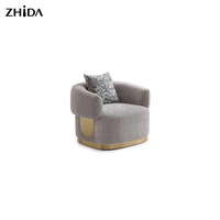 Canapé d'appoint moderne en velours gris nordique pour la maison, fauteuil de luxe pour salon avec décorations métalliques