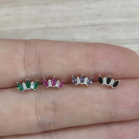 Calendo Vente Flash 14k Or Massif Labret Sans Filet Fini Marquise Fleur Boucle d'Oreille Sans Filet Oreille Nez Haut