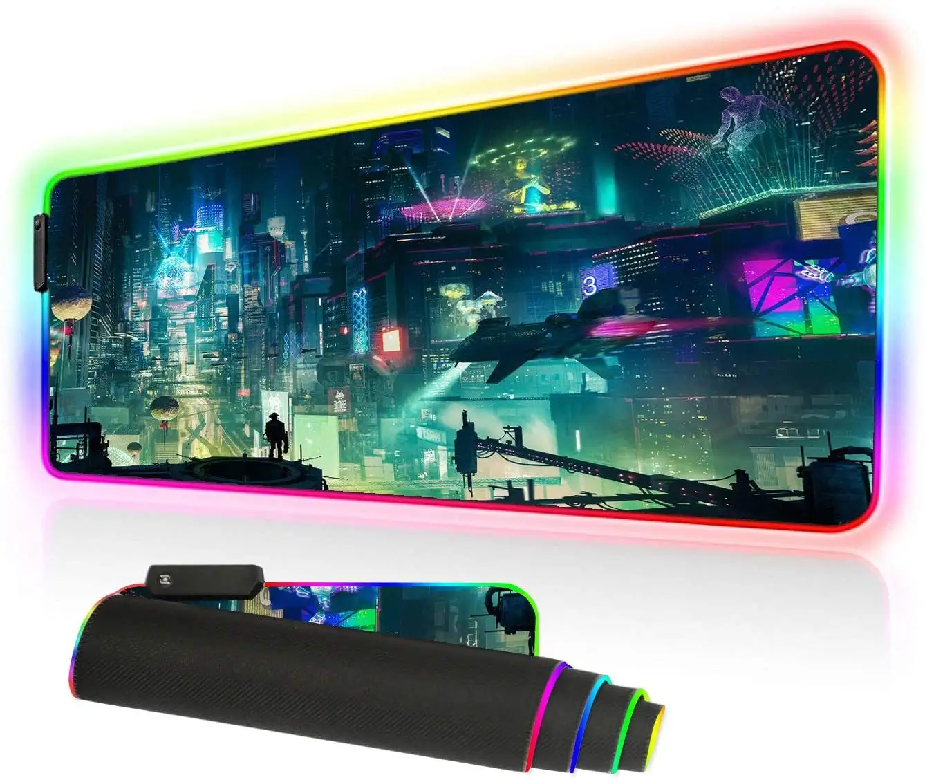Gaming gomma USB collegare RGB di illuminazione del mouse pad LED brillante del mouse pad