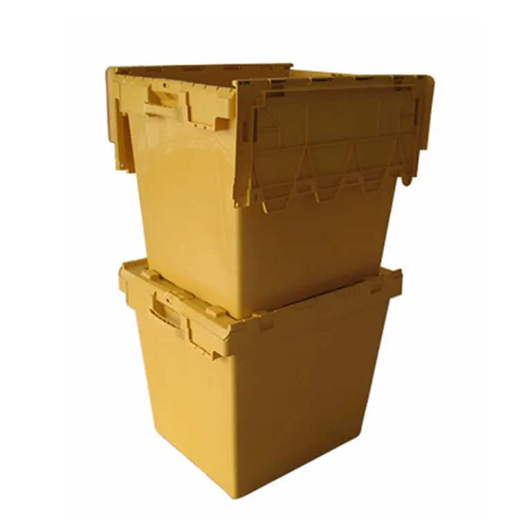 Kotak penyimpanan berkas Tote dapat ditumpuk, kualitas tinggi, wadah tutup terpasang, kotak penyimpanan plastik bergerak