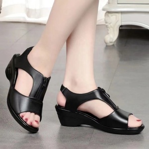 Sandali Donna Trendy con Zeppa e Punta Aperta, Design a T con Cerniera Frontale, Traspiranti, Antiscivolo, Scarpe Estive Casual Stile Romano - Product Image 2