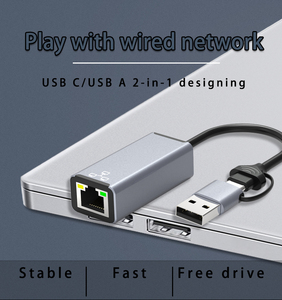 Vente en gros USB C/USB A vers RJ45 Lan adaptateur Ethernet 2 en 1 100M <span class=keywords><strong>carte</strong></span> réseau pour téléphone portable - Product Image 6