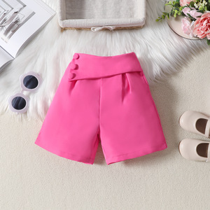 Ensemble de vêtements pour filles d'été tendance, veste et short uniques en rose rouge, tissu en coton doux, vêtements pour enfants - Product Image 4