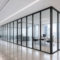 Système de cloison en verre encadré d'aluminium, insonorisé, verre clair givré, cloison de bureau, séparateur d'espace de travail
