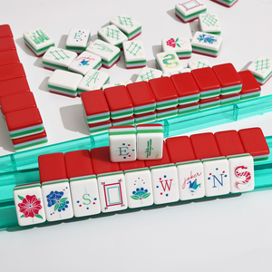 Mahjong Americano Moderno Rojo, Fichas <span class=keywords><strong>de</strong></span> Cristal/PU <span class=keywords><strong>de</strong></span> 4 Capas con 160 Cartas Grabadas, Juego Plegable Portátil <span class=keywords><strong>de</strong></span> Lujo e Idea <span class=keywords><strong>de</strong></span> <span class=keywords><strong>Regalo</strong></span> <span class=keywords><strong>de</strong></span> Navidad - Product Image 4