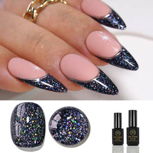 <span class=keywords><strong>Vernis</strong></span> à ongles en gel à paillettes holographiques | <span class=keywords><strong>Noir</strong></span> étincelant/UV foncé/LED Soak Off Gel - Product Image 1