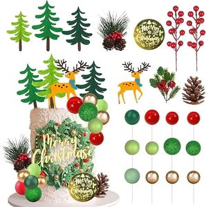 ชุดตกแต่งเค้กคริสต์มาส22ชิ้นพร้อมกวางเรนเดียร์และต้นสนสำหรับวั<span class=keywords><strong>น</strong></span>หยุดฤดูห<span class=keywords><strong>น</strong></span>าวคัพเค้กท็อปเปอร์ตกแต่งโต๊ะของหวา<span class=keywords><strong>น</strong></span>แบบทำมือ - Product Image 6
