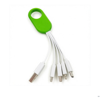 Gantungan Kunci Cincin Besar Warna Kustom 3 in 1 Kabel Pengisi Daya USB, Kabel Pengisi Daya Multi Antarmuka Pendek Portabel