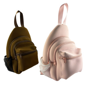 Sac à dos décontracté en néoprène pour femme, couleurs unies personnalisées, sac à dos scolaire étanche à fermeture éclair pour étudiants et enfants - Product Image 1