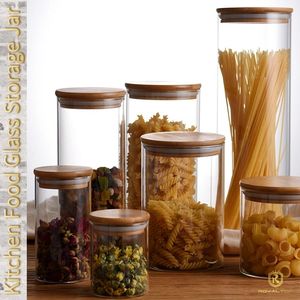 Custom Brede Mond Glazen Voedselopslag Potjes <span class=keywords><strong>Set</strong></span> 16Oz Borosilicaatglas Kruiden Koffie Thee Flessen Pot Met Luchtdicht Bamboe Deksel - Product Image 2