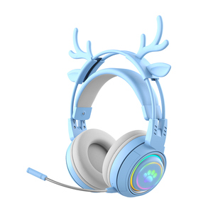 Đèn Flash Dễ Thương Deer Tai Không Dây Màu Xanh Răng Tai Nghe Với <span class=keywords><strong>Microphone</strong></span> Trẻ Em Cô Gái Âm Thanh Stereo Điện Thoại Âm Nhạc Tai Nghe Cho PS Gamer Quà Tặng - Product Image 1