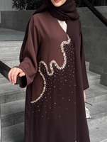 Abaya de Luxe 2026 Dubaï, Abaya Ouverte pour Femme Musulmane, Ornée de Perles Faites à la Main, Style Tendance pour Ramadan et l'Aïd