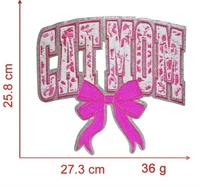 Patch brodé en chenille de grande taille, prix d'usine, nœud papillon, à repasser, broderie en chenille, patch brodé pailleté GIGI