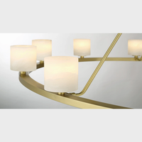 Lámpara de Techo LED E14 de Lujo Moderna para Interiores, Comedor, Gran Lámpara Rectangular de Cobre y Vidrio con Anillos, Antideslumbrante, Regulable, Alto CRI 90