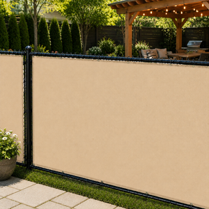 Rouleau de treillis respirant en HDPE traité anti-UV pour clôture de jardin, patio et couverture de grillage à mailles – Système de tension intégré pour une intimité optimale - Product Image 1