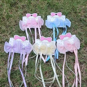 Tending Fashion ragazze accessori per capelli perla strass orecchie di gatto tessuto vendita calda all'ingrosso decorazione dei capelli - Product Image 1