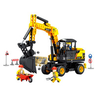 Senbao 712016-712037 Sany Heavy Industry Engineering Vehicle Crane Excavator Boys Educational ABS Plastic Building Blocks