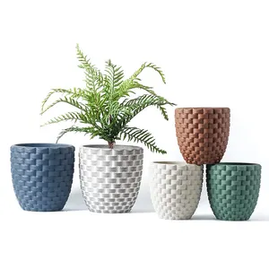 Pot décoratifs modernes pour l'intérieur et l'extérieur, pot de fleurs en béton coloré, pot de ciment en gaufré pour balcon avec votre logo personnalisé