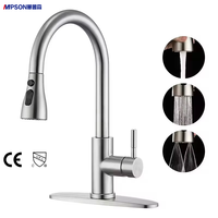 Robinet de cuisine monocommande moderne et minimaliste, à poser sur plan, en acier inoxydable 304, pour rinçage et évier, eau chaude et froide, pour l'international