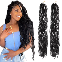 Vente en gros 18-24 pouces Extensions de cheveux tressés crochet déesse SOF haute température Faux Locs Ondulés Trame unique pour le style