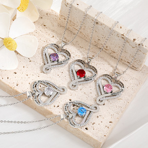 Per Amazon European American woman Double-Layer Heart collana cuore amore eterno <span class=keywords><strong>serie</strong></span> di pietre a dodici stelle di ispirazione oceanica - Product Image 2