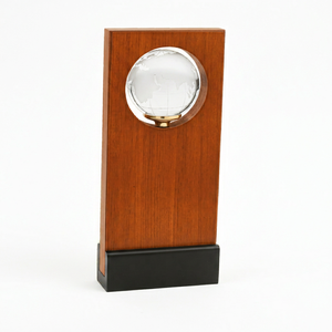 wooden <b>Trophy</b> With Wooden Base And Engraved Globe Model 1705 For Sports And Games - Product Image 1