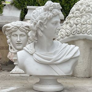 <span class=keywords><strong>Buste</strong></span> du dieu <span class=keywords><strong>grec</strong></span> Apollon en <span class=keywords><strong>marbre</strong></span> sculpté à la main, design traditionnel naturel, pour villa - Product Image 3