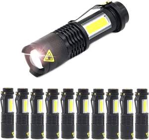 Lampe torche LED COB rechargeable USB en aluminium, étanche, mini lampe de poche tactique zoomable pour camping en extérieur, vente en gros - Product Image 1