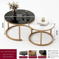 Ensemble de tables basses gigognes modernes extensibles avec plateau en marbre et structure en fer, meubles de salon peu encombrants pour appartement et maison Chunshulin