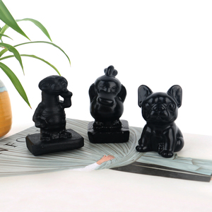 Vente en gros de sculptures d'animaux en pierre naturelle, cristaux de guérison, pierres précieuses de quartz, sculptures d'animaux en obsidienne pour cadeaux d'Halloween - Product Image 2