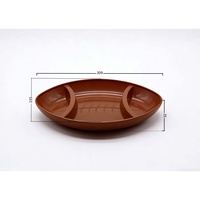 Plateau de service commercial multi-compartiments Sun Sing pour restauration rapide, design divisé, pour sauces dim sum, qualité professionnelle, marron foncé