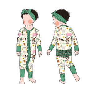 Bebé recién nacido Top moda lindo patrón impreso bambú niñas Butt Ruffle Romper pijamas para niños y bebés - Product Image 1