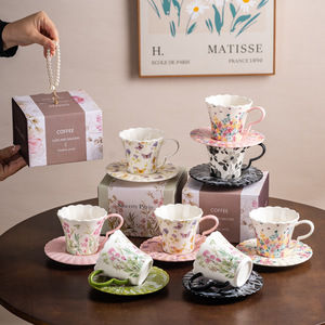 High Value Ceramic Lily <b>Coffee</b> Cup Saucer European Afternoon Tea Mug Elegant Birthday <b>Gift</b> <b>Sets</b> - Product Image 1