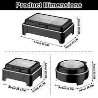 Chauffe-Plat de Luxe Noir avec Fenêtre Visible pour Buffet, Mariages, Banquets, Événements, Traiteur et Hôtellerie