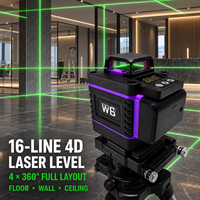 Niveau laser vert 4D 16 lignes 360 degrés, outil industriel automatique à nivellement automatique pour l'installation de carreaux muraux et de sols, la construction