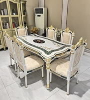 Ensemble de canapés de salon de luxe royal antique 7 places, en tissu blanc et or, original