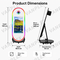 OEM ODM Photomaton ovale 60 pouces, miroir magique, écran tactile 32 pouces, appareil photo reflex, impression instantanée, machine à selfie pour location événementielle