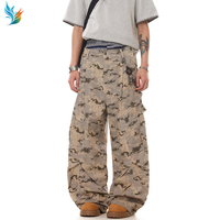 Pantalon cargo camouflage désert pour homme, coupe ample, jambe large, streetwear, vintage, délavé, multi-poches